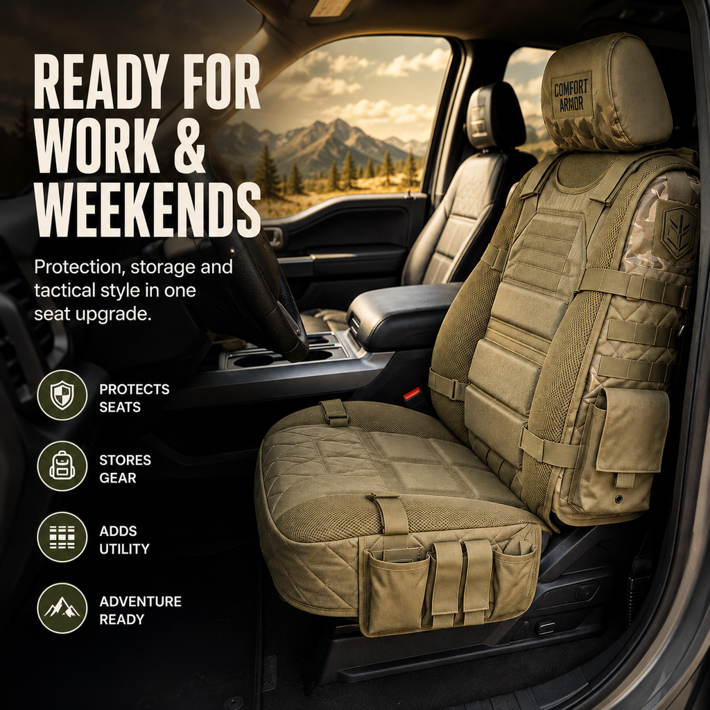 🚙Tactical MOLLE Car Seat Cover Organizer – Rugged Protection & Smart Storage