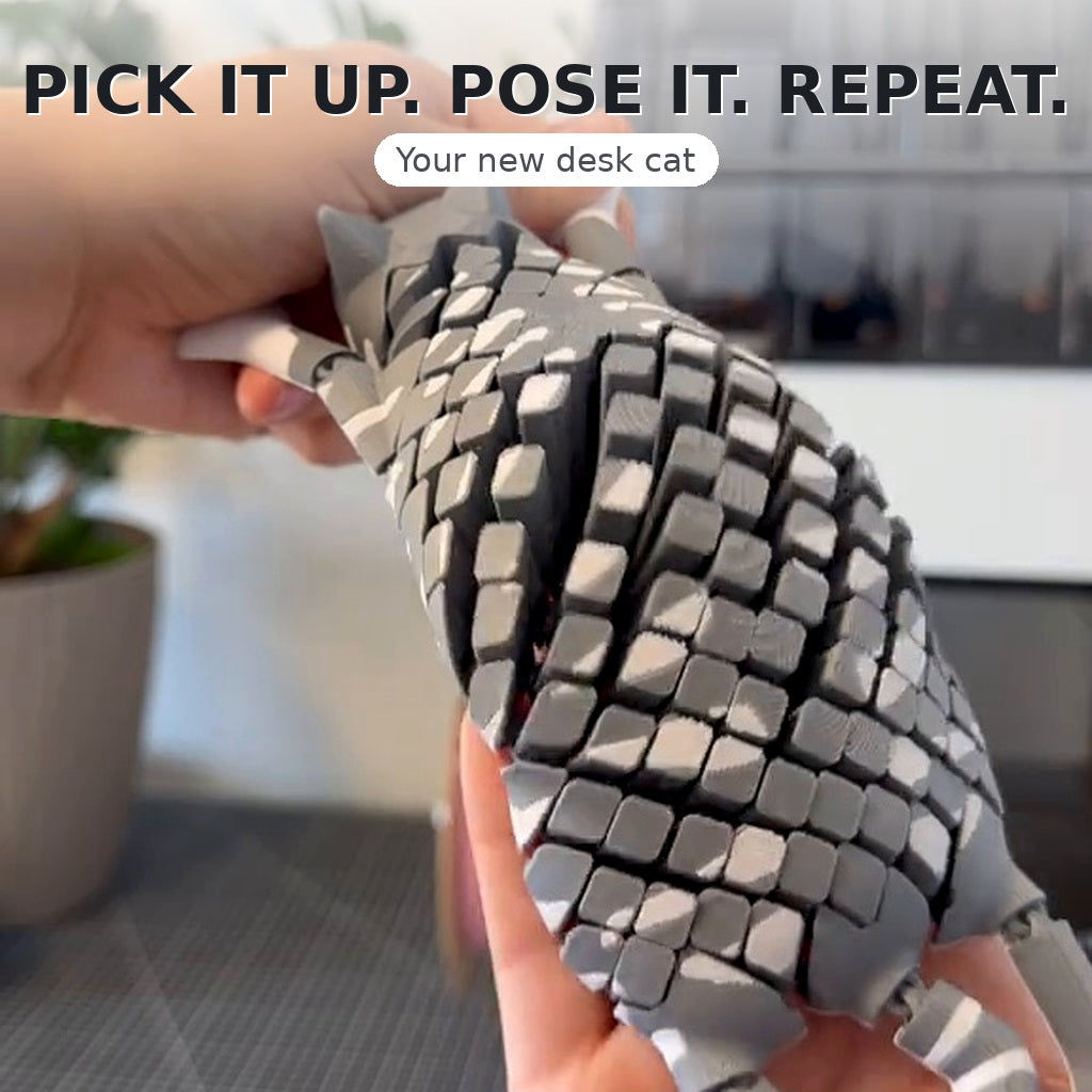3D Printed Flexi Cat Fidget Toy – Articulated Desk Pet