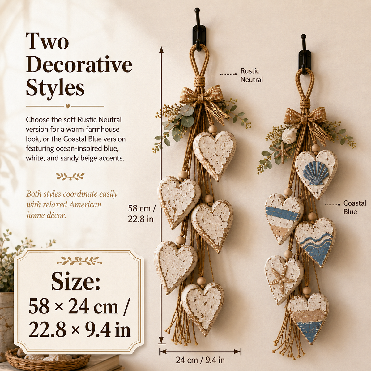 🤎 Hanging Heart Wall Decor-Bring Rustic Warmth Into Your Home