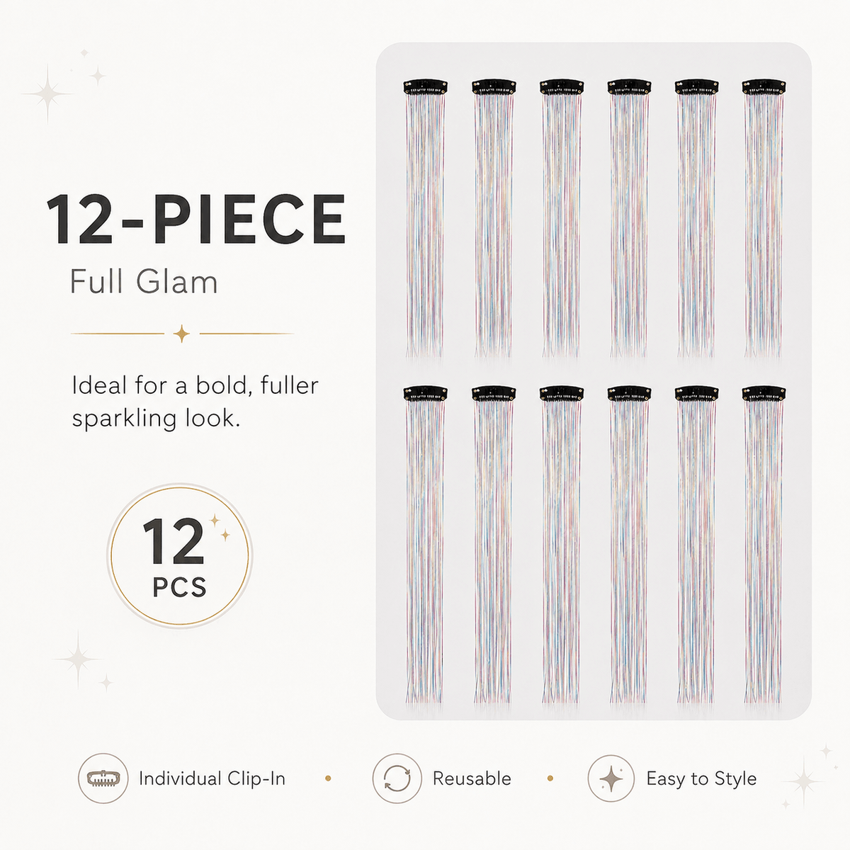 ✨Clip-In Tinsel Hair Extensions – Create Fun, Colorful Hair In Minutes