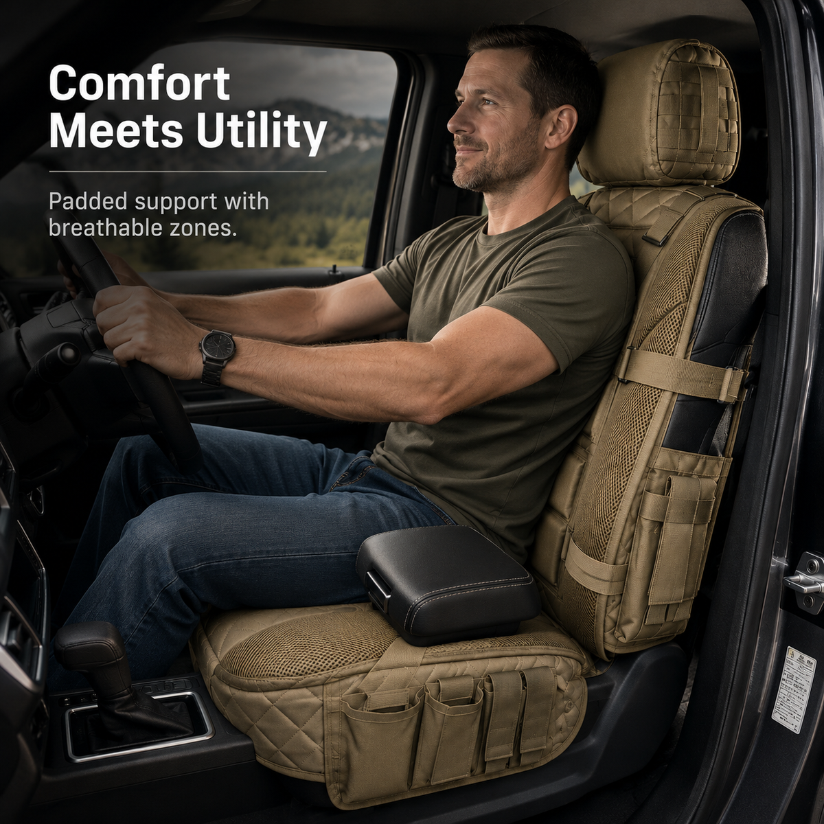🚙Tactical MOLLE Car Seat Cover Organizer – Rugged Protection & Smart Storage