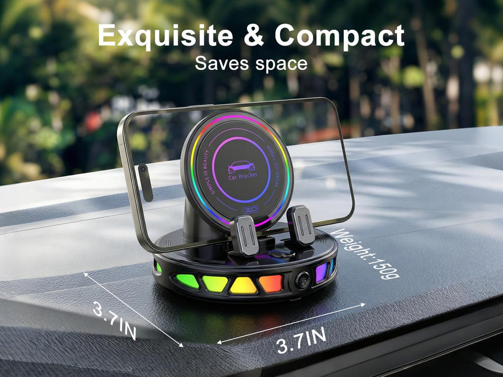 🔥 2026 Upgraded RGB Wireless Charging Car Phone Holder – 360° Rotating