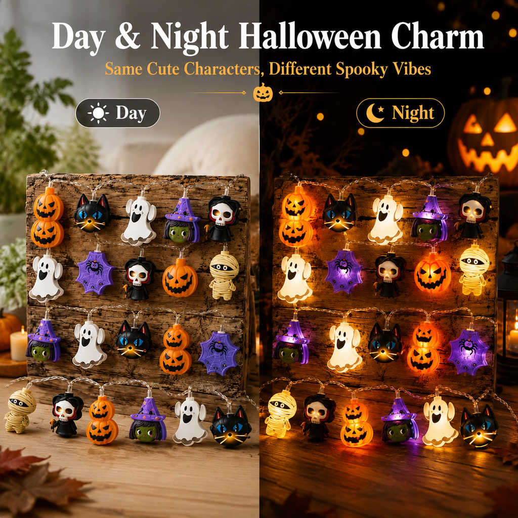 🔥49% OFF🎃Halloween USB LED String Lights👻 Pumpkin Witch Ghost Home Decor✨