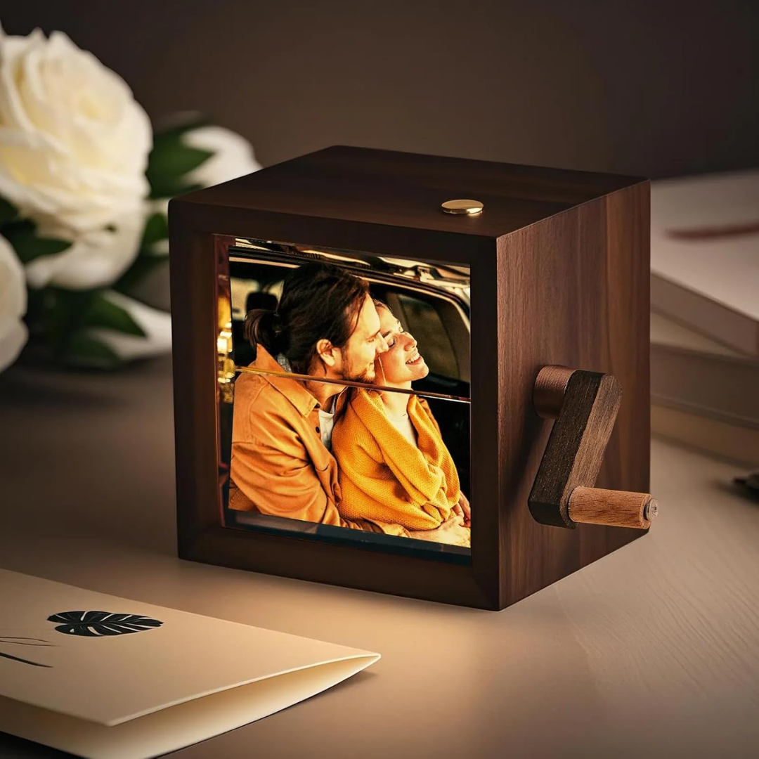 Personalized Photo Memory Box – Turn the Crank, Relive the Moment