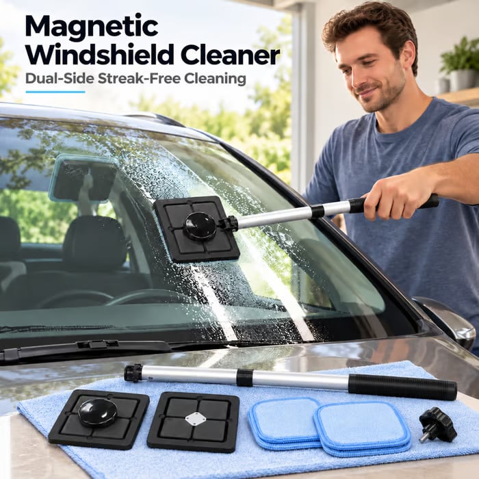 🔥HOT SALE 50% OFF🔥Dual Magnetic Car Windshield Cleaner | Streak-Free Auto Glass Cleaning Kit