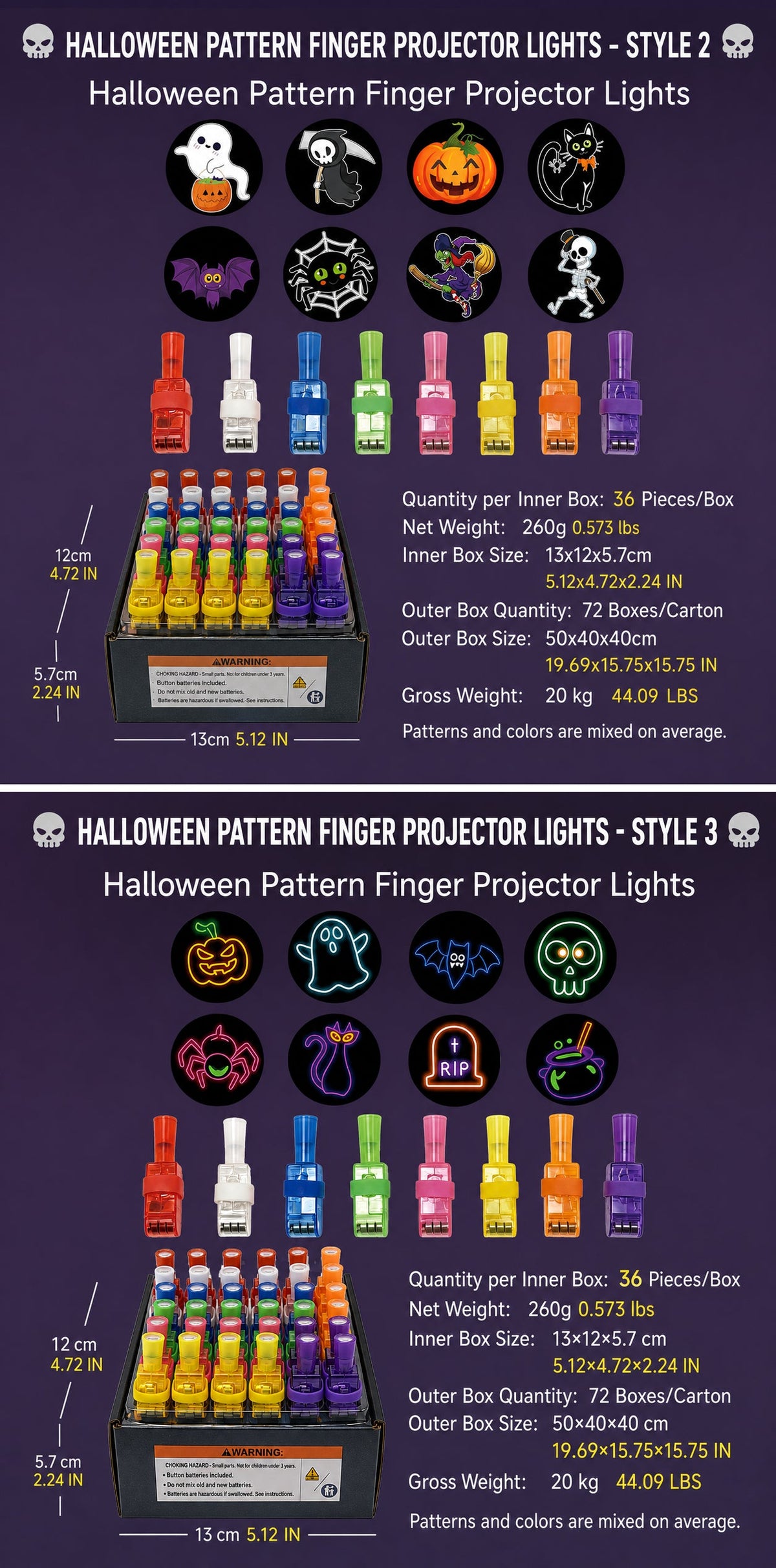 Halloween Projector Finger Lights | Fun Glowing Party Favors for Kids
