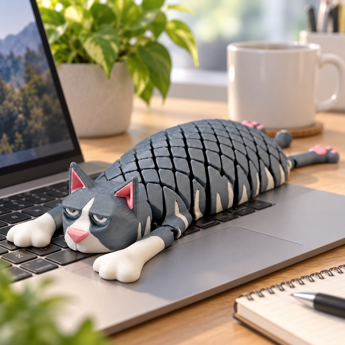 3D Printed Flexi Cat Fidget Toy – Articulated Desk Pet