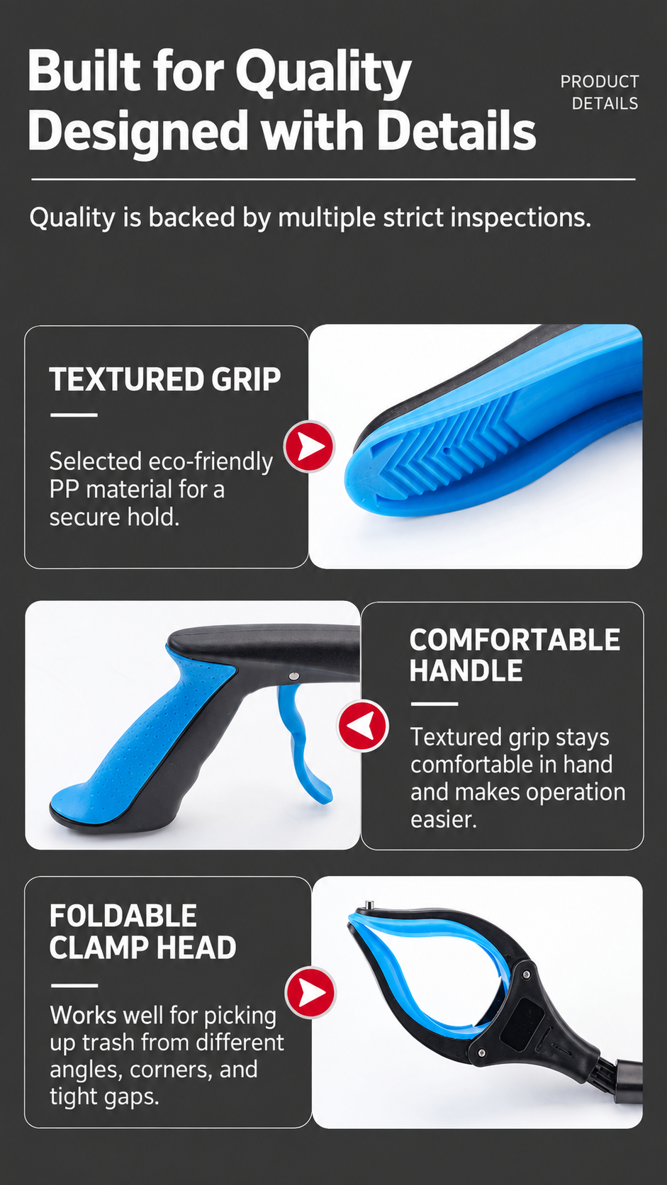 🔥 Foldable Grabber Reacher Tool – 83cm/109cm Long Reach Pickup Claw with Magnetic Tip