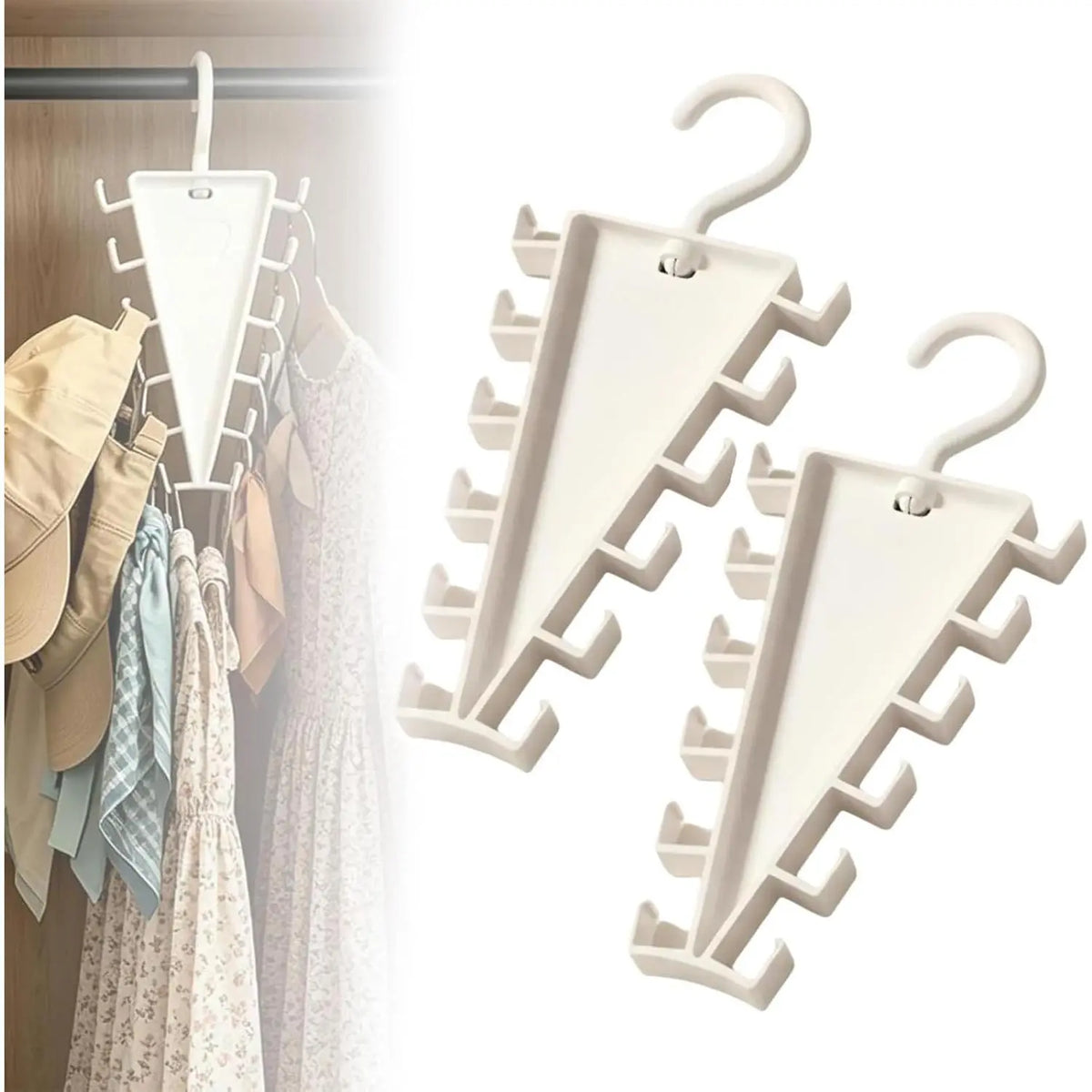 Space-Saving 12-Hook Rotating Closet Organizer