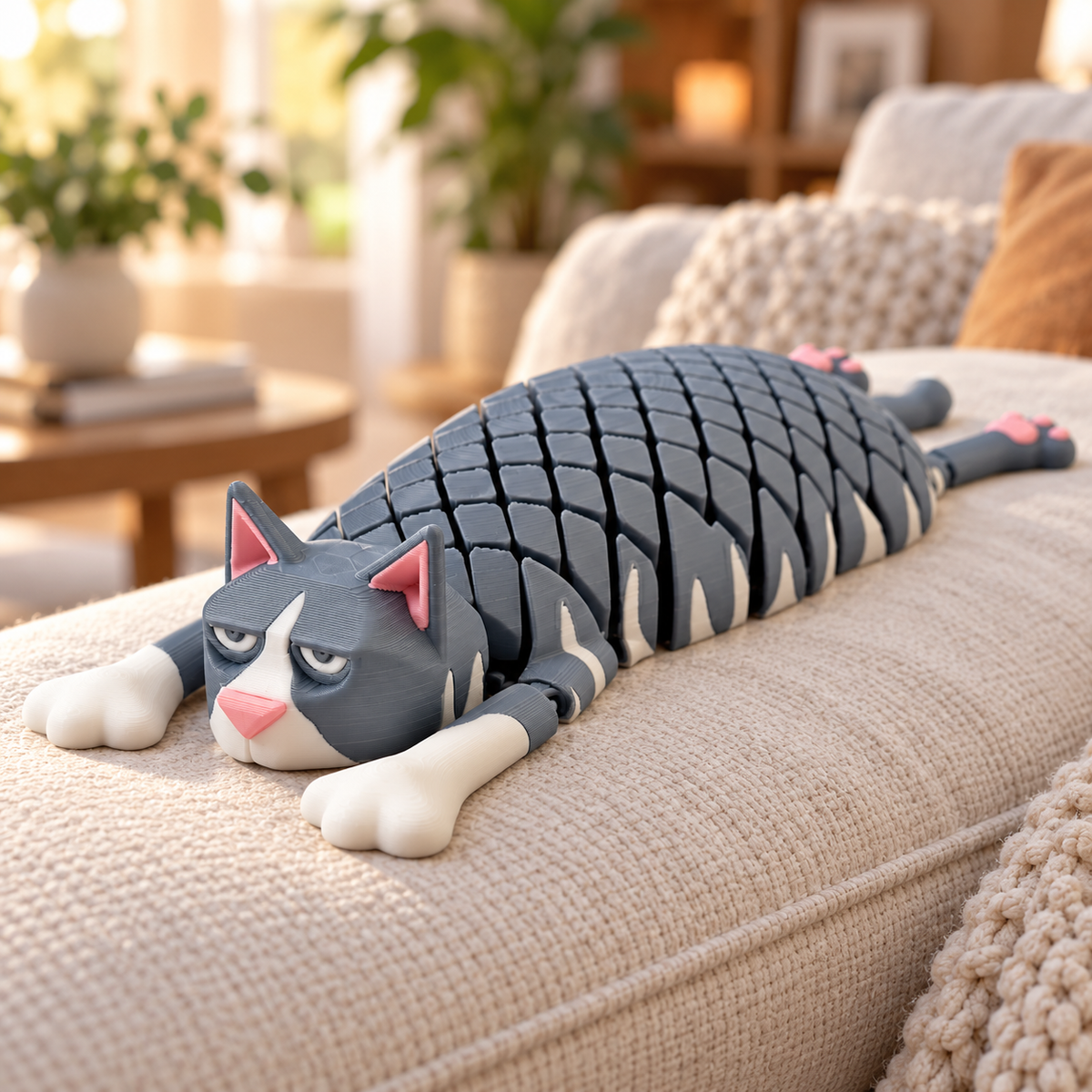 3D Printed Flexi Cat Fidget Toy – Articulated Desk Pet