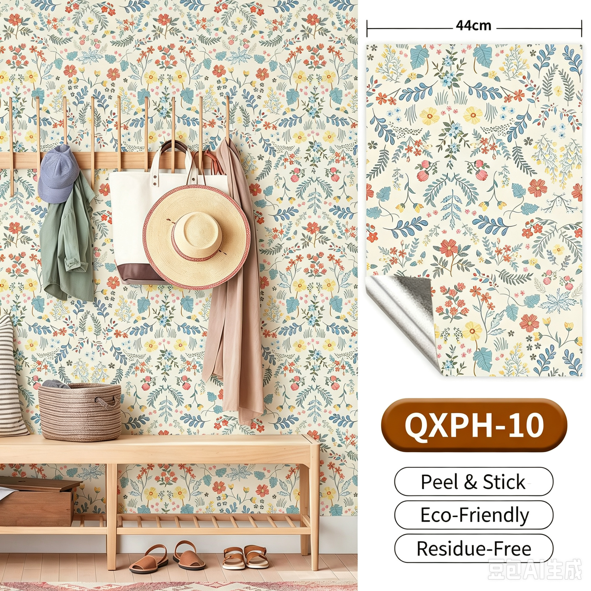 Cottagecore Peel and Stick Wallpaper | Vintage Floral Removable Wall Decor