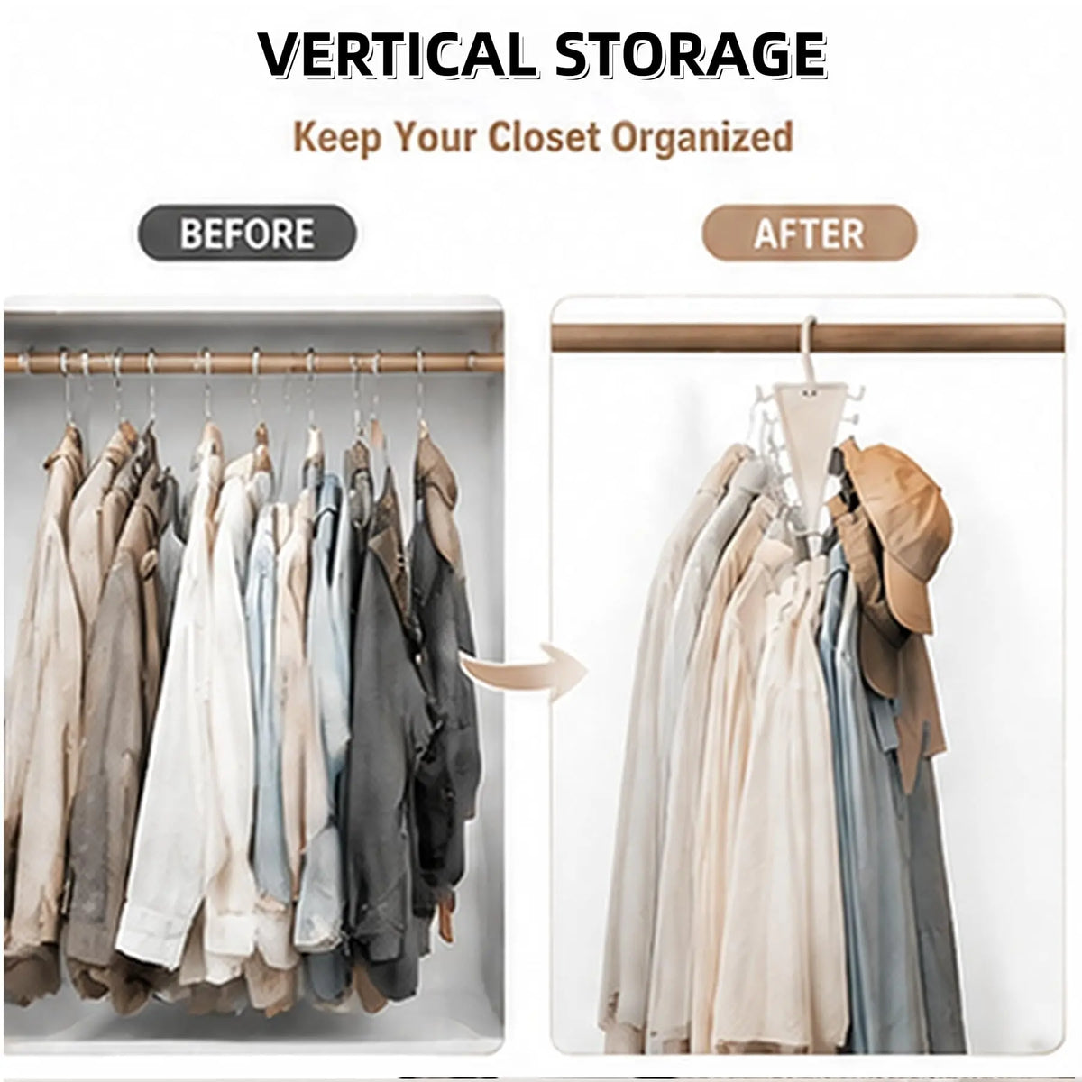 Space-Saving 12-Hook Rotating Closet Organizer