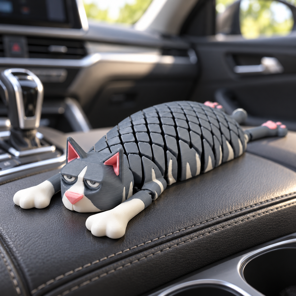 3D Printed Flexi Cat Fidget Toy – Articulated Desk Pet