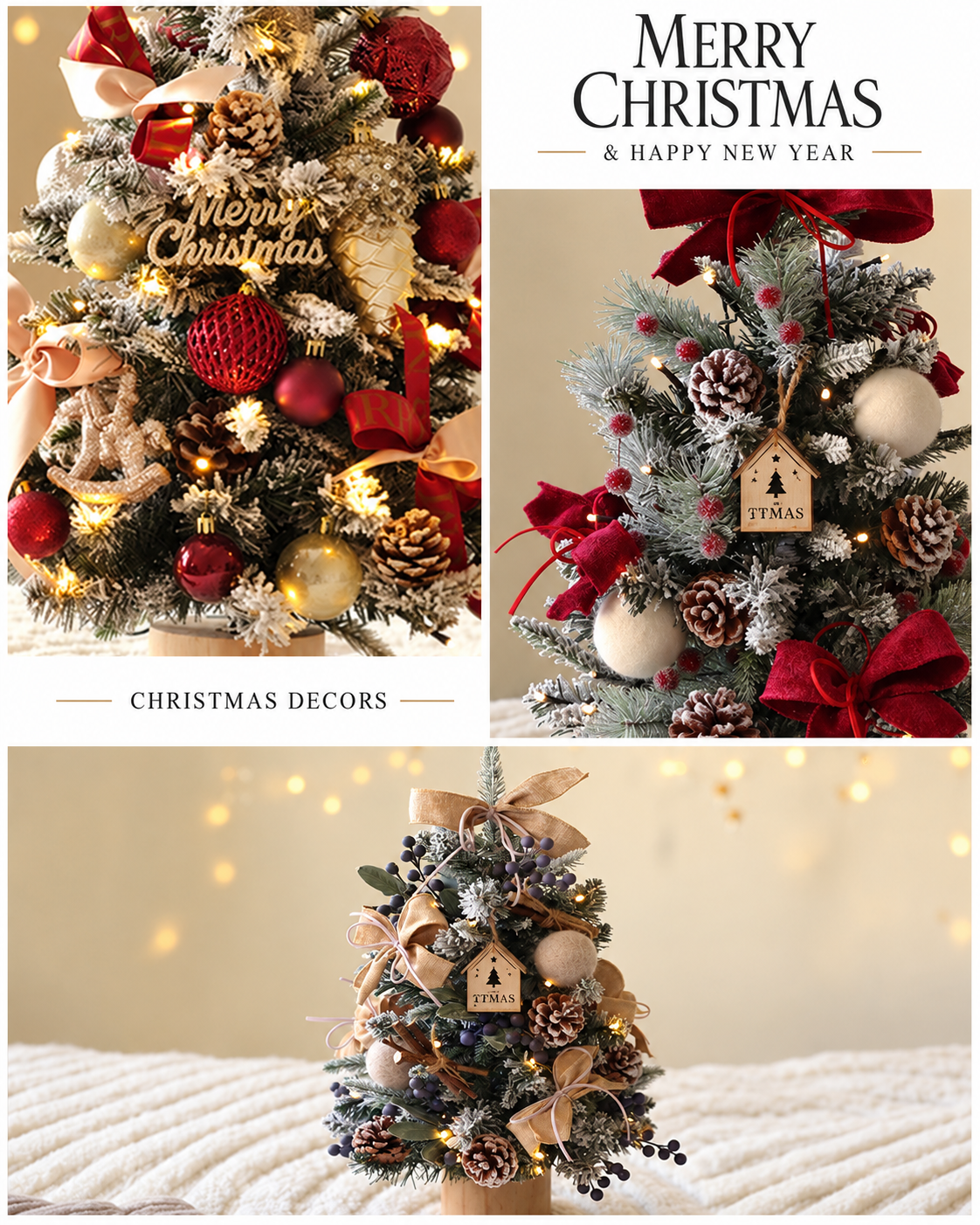 🎄Lighted Tabletop Christmas Tree – Pre-Decorated Holiday Tree with Ornaments & Warm Lights
