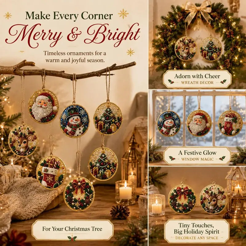 6Pcs/12Pcs Christmas DIY Diamond Painting Ornaments Kit