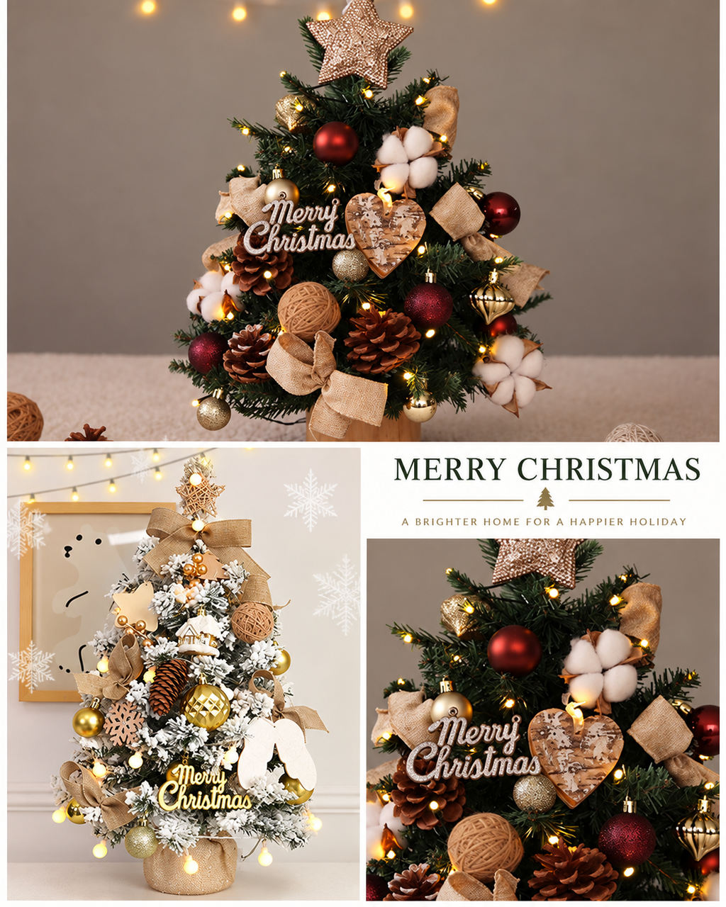 🎄Lighted Tabletop Christmas Tree – Pre-Decorated Holiday Tree with Ornaments & Warm Lights