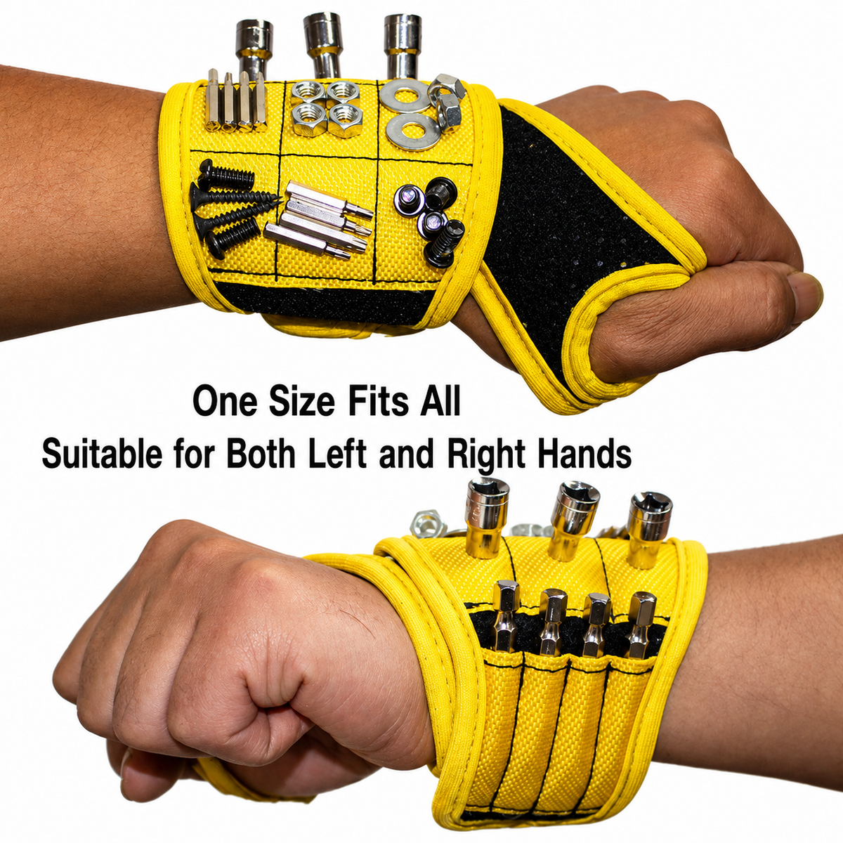Magnetic Tool Wristband, Magnetic Wrist Holder for Screws Drill Bits Nuts, One Size for Left & Right Hand