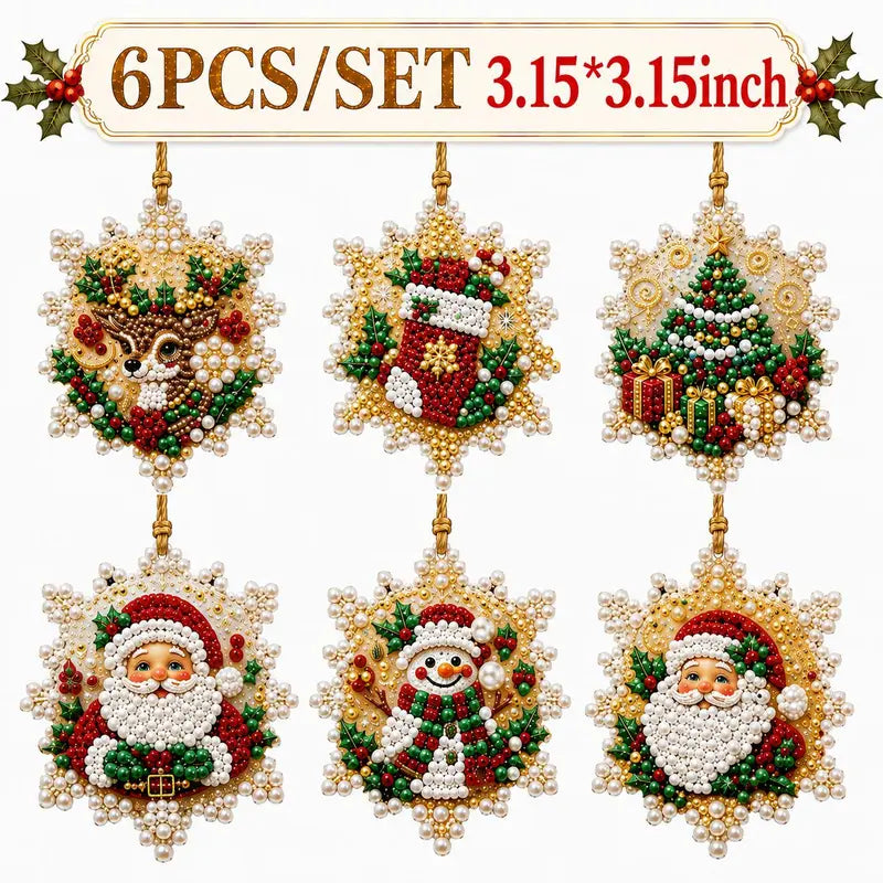 6Pcs/12Pcs Christmas DIY Diamond Painting Ornaments Kit