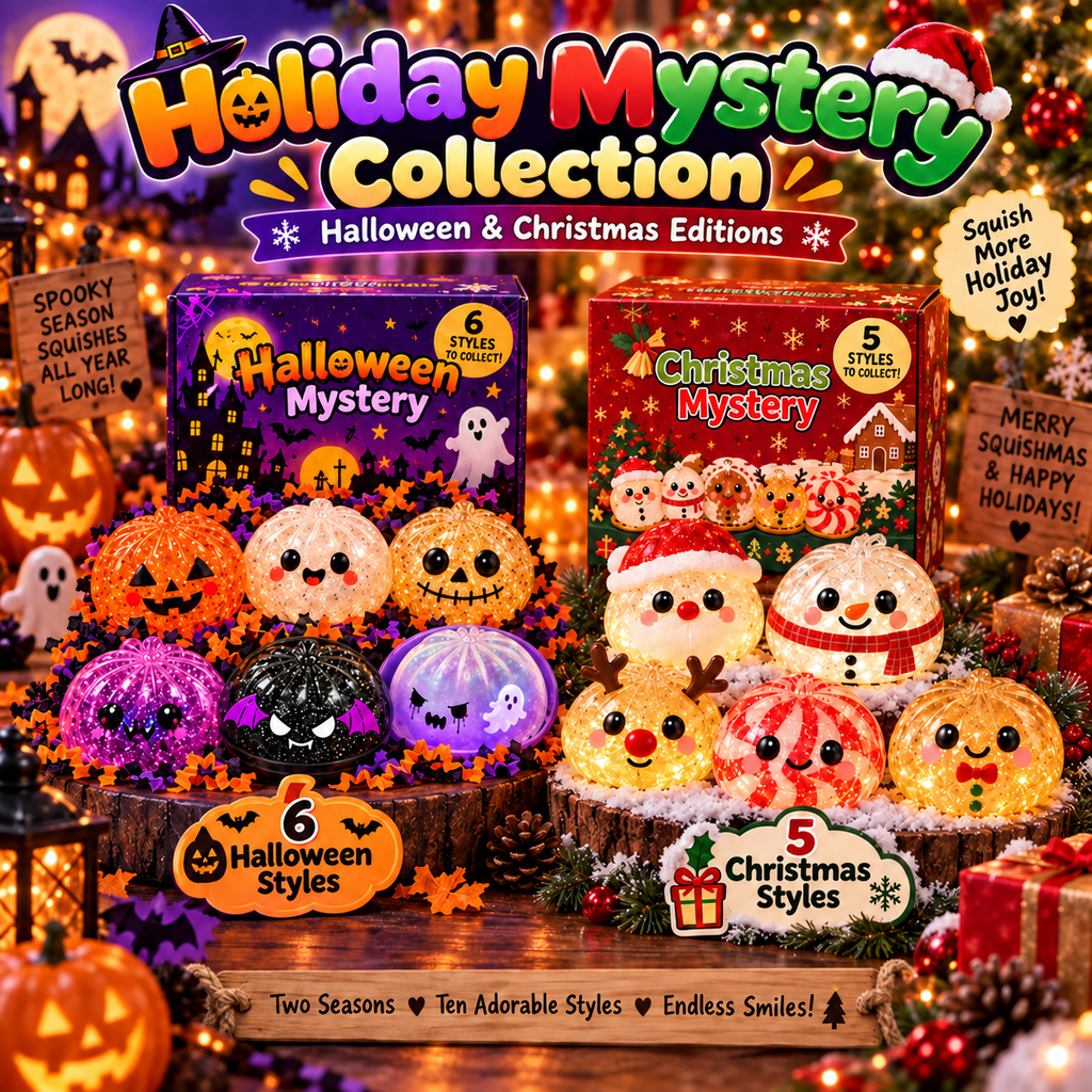 🎃Limited stock Holiday Mystery Dumpling Squishy – Halloween & Christmas Editions