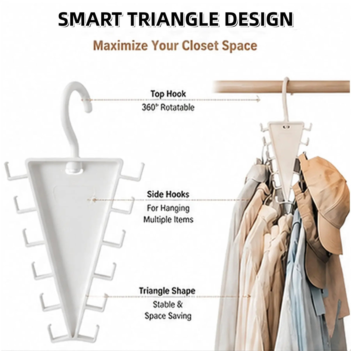 Space-Saving 12-Hook Rotating Closet Organizer