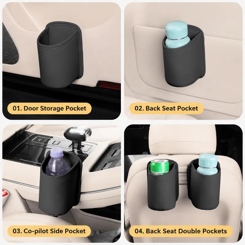 🚗 Clip-On Car Cup Holder & Storage Organizer – No Drilling, Extra Space