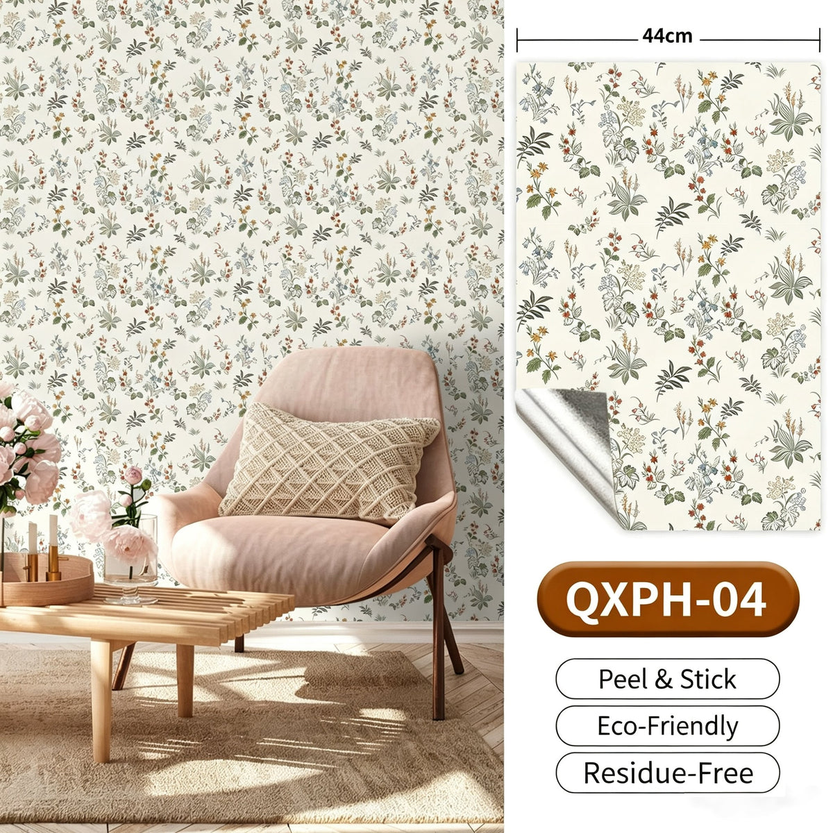 Cottagecore Peel and Stick Wallpaper | Vintage Floral Removable Wall Decor