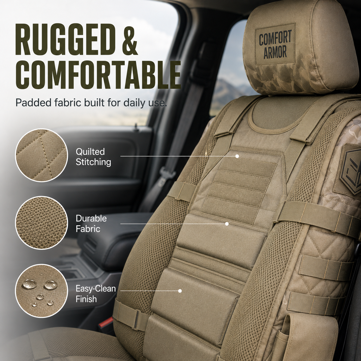 🚙Tactical MOLLE Car Seat Cover Organizer – Rugged Protection & Smart Storage