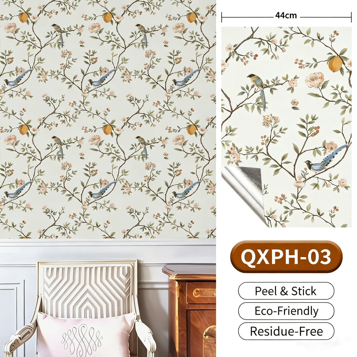 Cottagecore Peel and Stick Wallpaper | Vintage Floral Removable Wall Decor