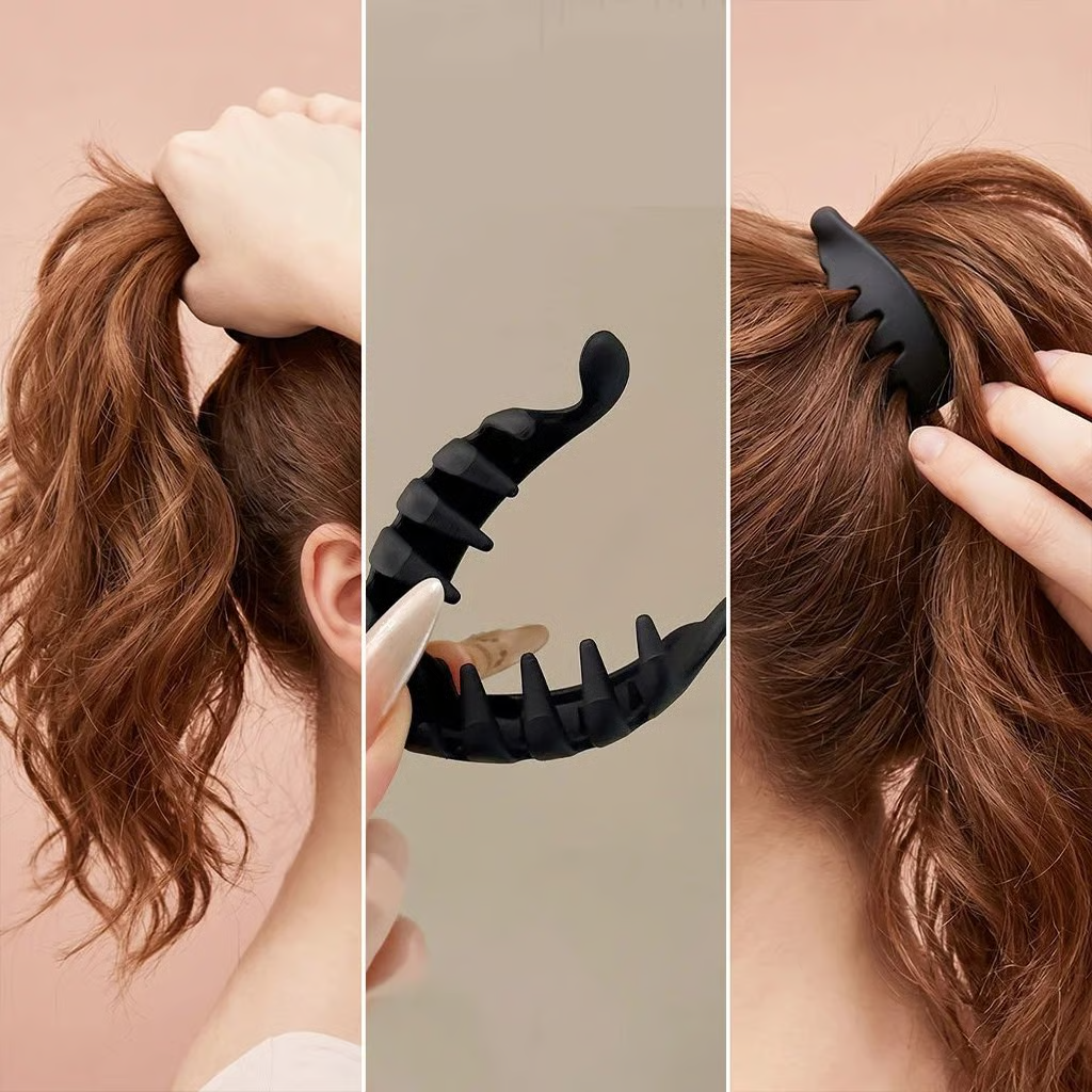 🍌 Non-Slip Banana Hair Clip – Instant Volume Ponytail Holder