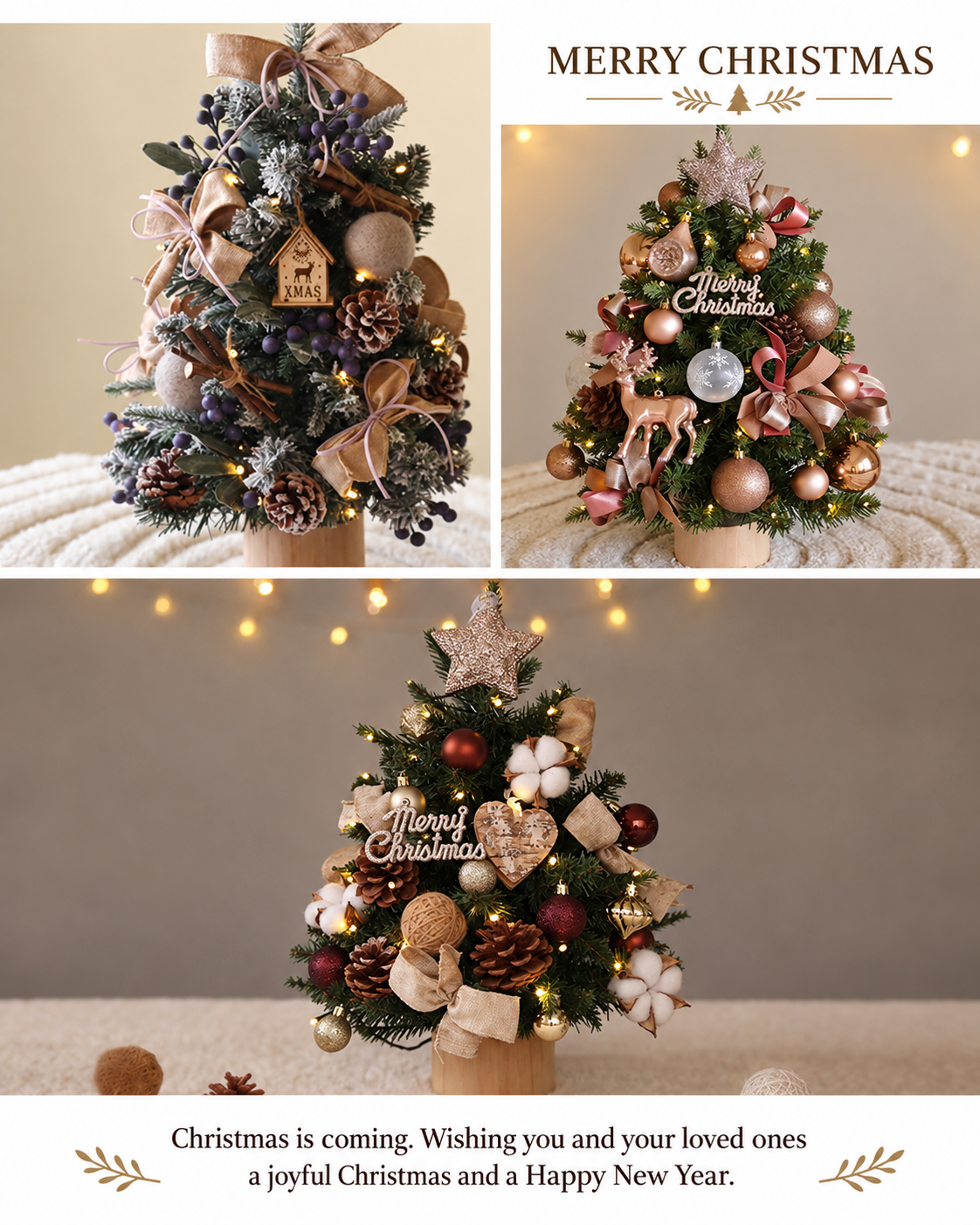 🎄Lighted Tabletop Christmas Tree – Pre-Decorated Holiday Tree with Ornaments & Warm Lights