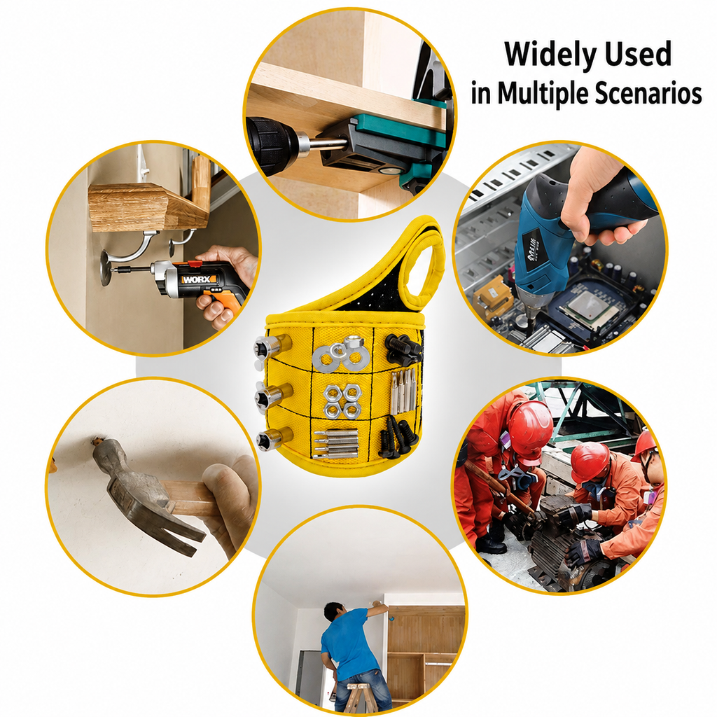 Magnetic Tool Wristband, Magnetic Wrist Holder for Screws Drill Bits Nuts, One Size for Left & Right Hand