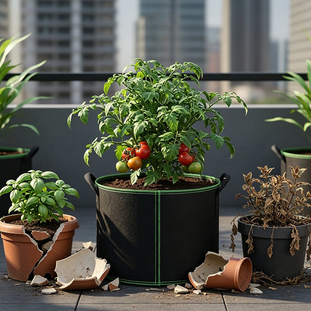Plainlygoods 5-packs Heavy-Duty Breathable Grow Bags
