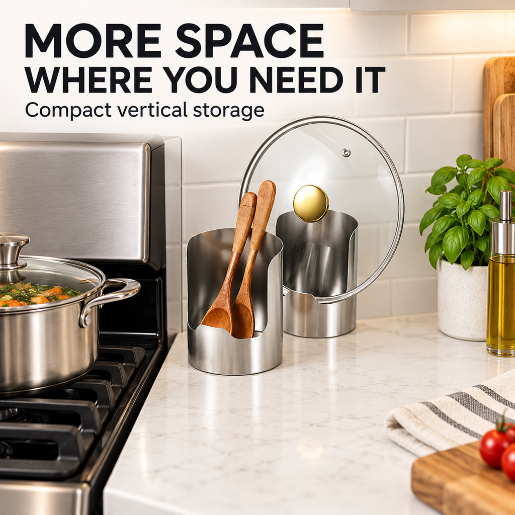 Stainless Steel Spoon & Lid Rest – Keep Counters Clean While Cooking