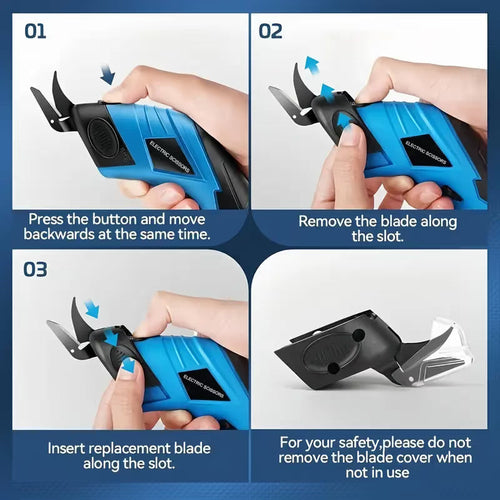 Cordless Electric Scissors, 2 Alloy Steel Blades Fabric & Cardboard Cutter for Sewing, Craft, Carpet