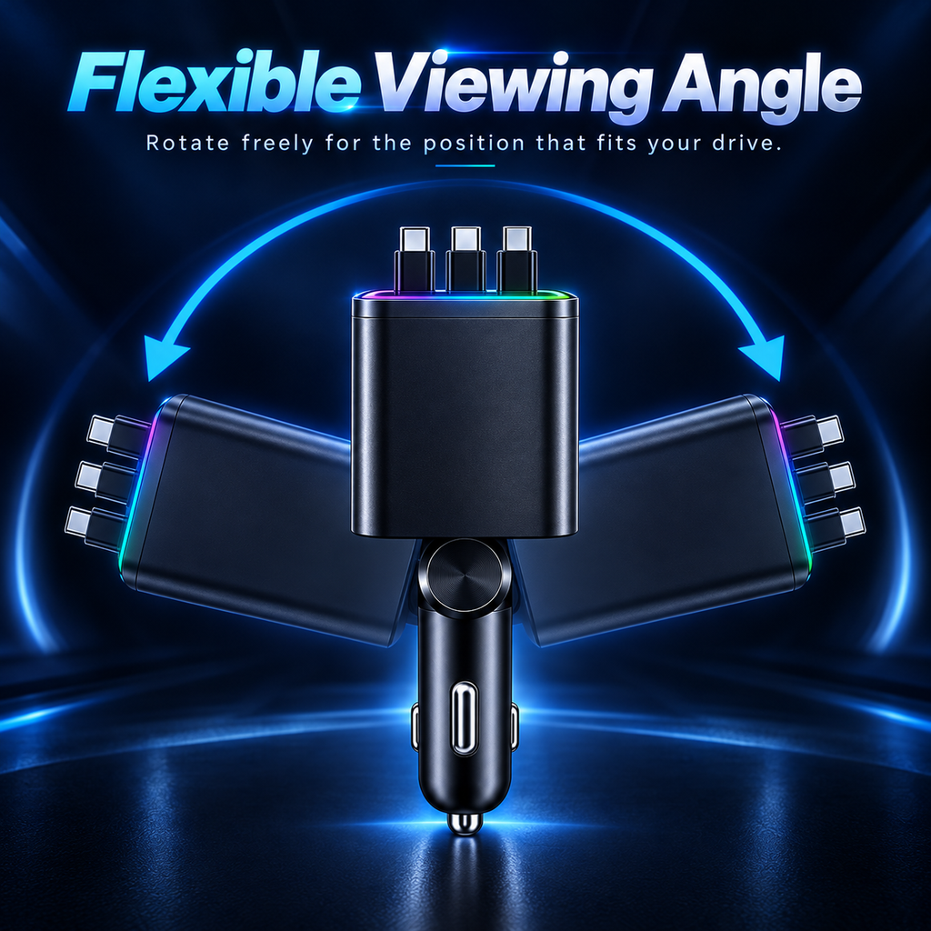 🔥7-in-1 Retractable Car Charger – 120W Fast Charging & Galaxy Light
