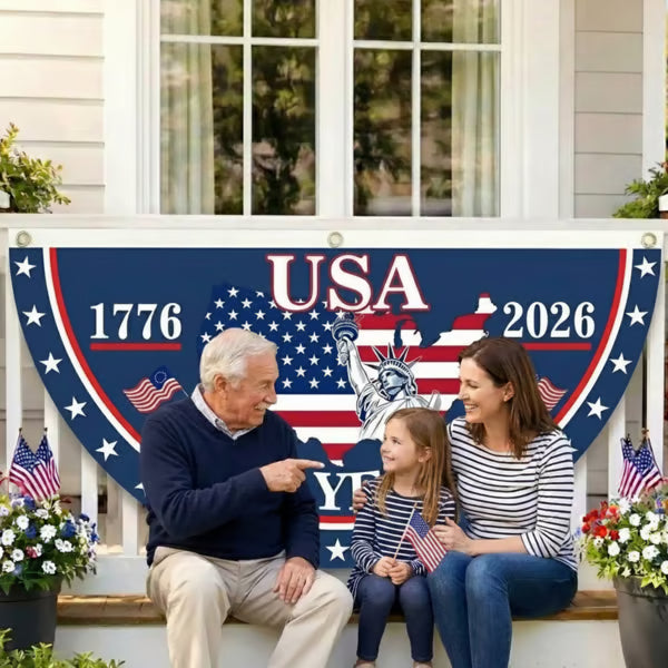 🗽USA 250th Anniversary Flag Half Round Banner🦅