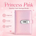 ✨ SparkleLock Cash Savings Binder with 3-Digit Combination Lock – 100-Page Cash Stuffing Budget Organizer for Savings Challenges, Money Goals & Gifts 💖