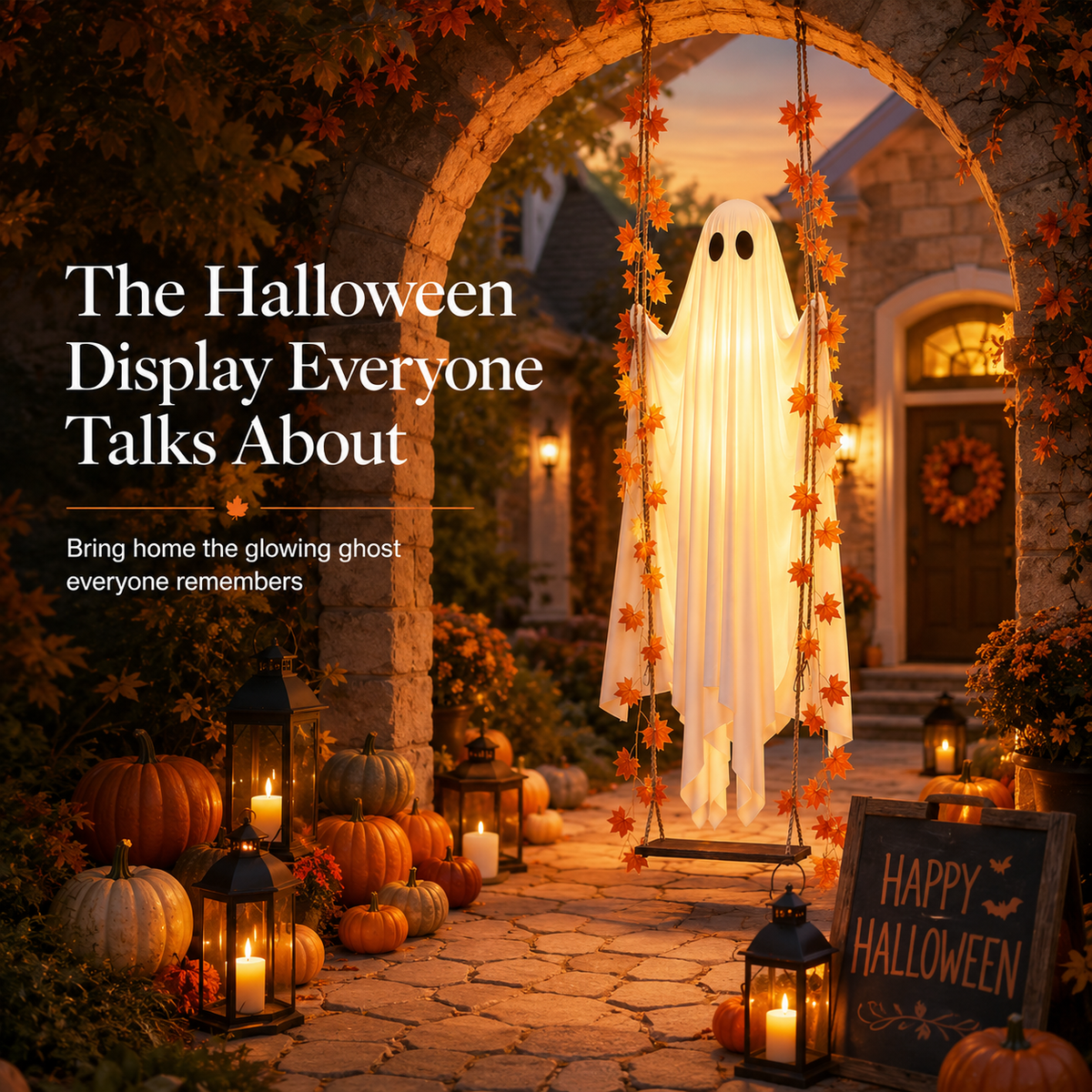 👻 The Viral 5FT Swinging Ghost – Light-Up Halloween Porch Decor 🎃✨