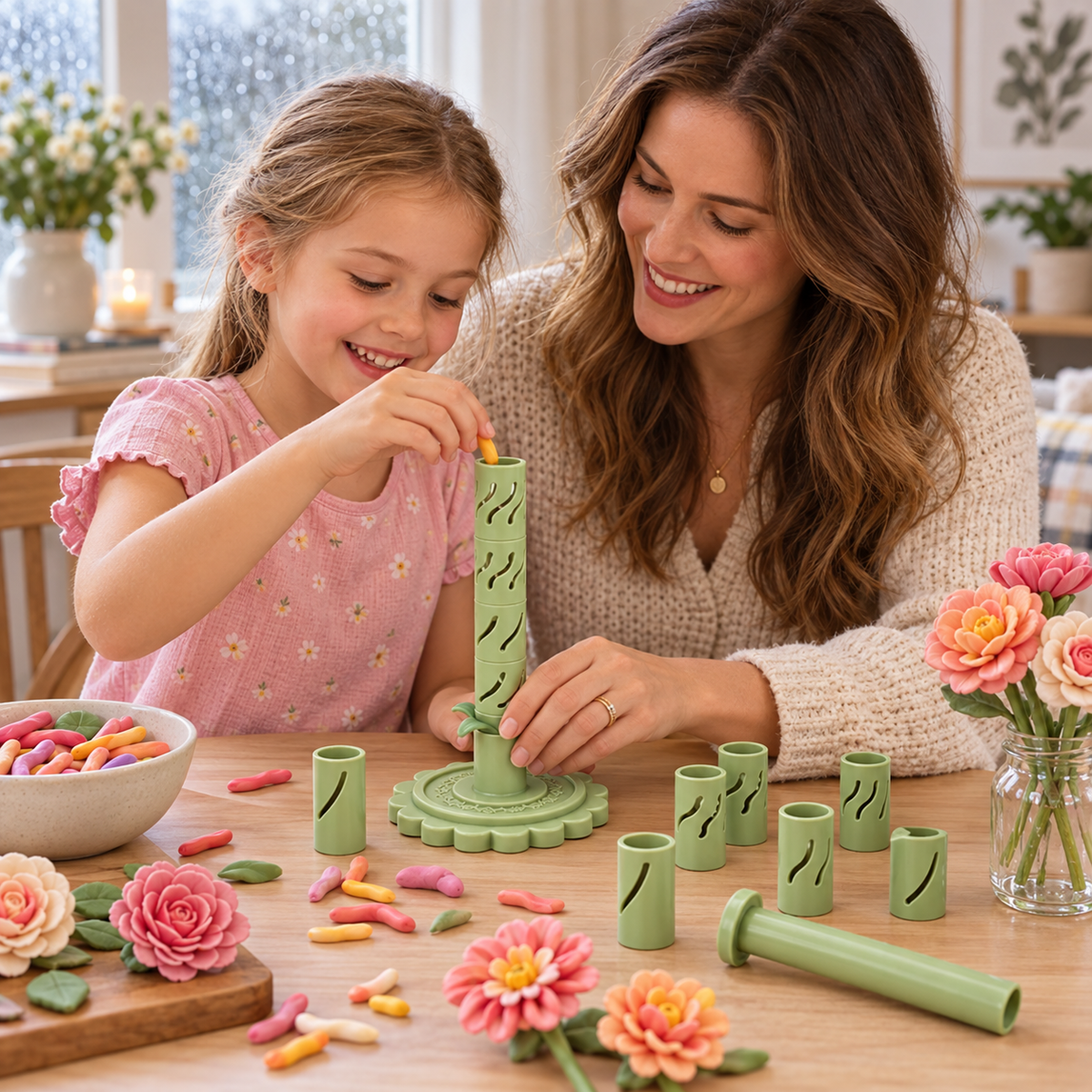 Stack & Press Clay Flower Maker Set for Kids