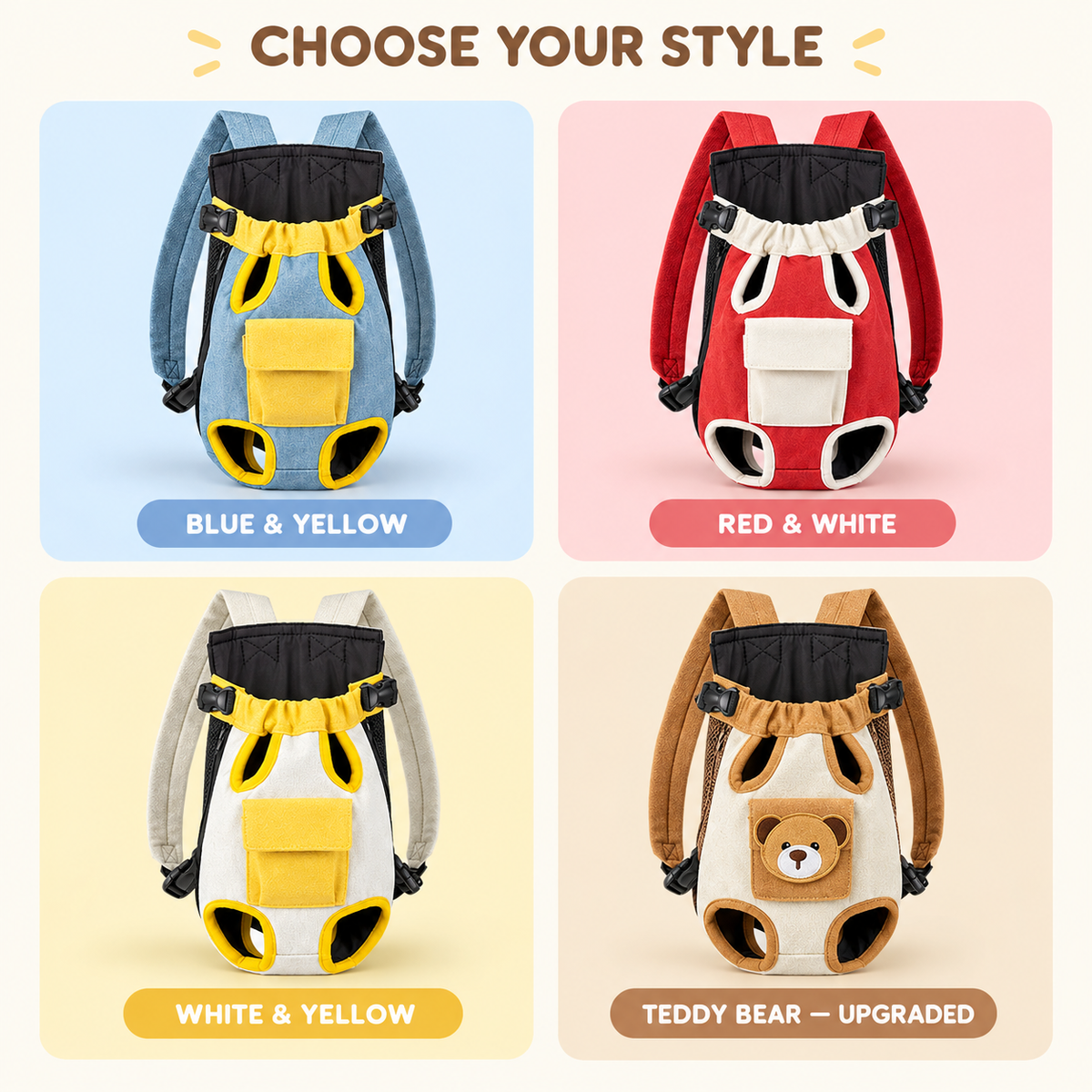 Hands-Free Front Pet Carrier for Small Dogs & Cats