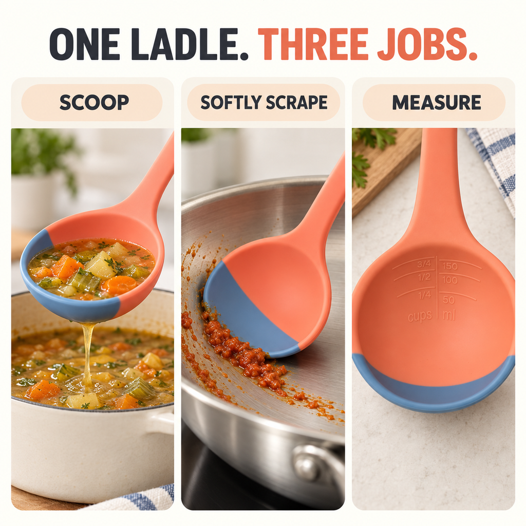 Soft Top Silicone Kitchen LADLE Spoon