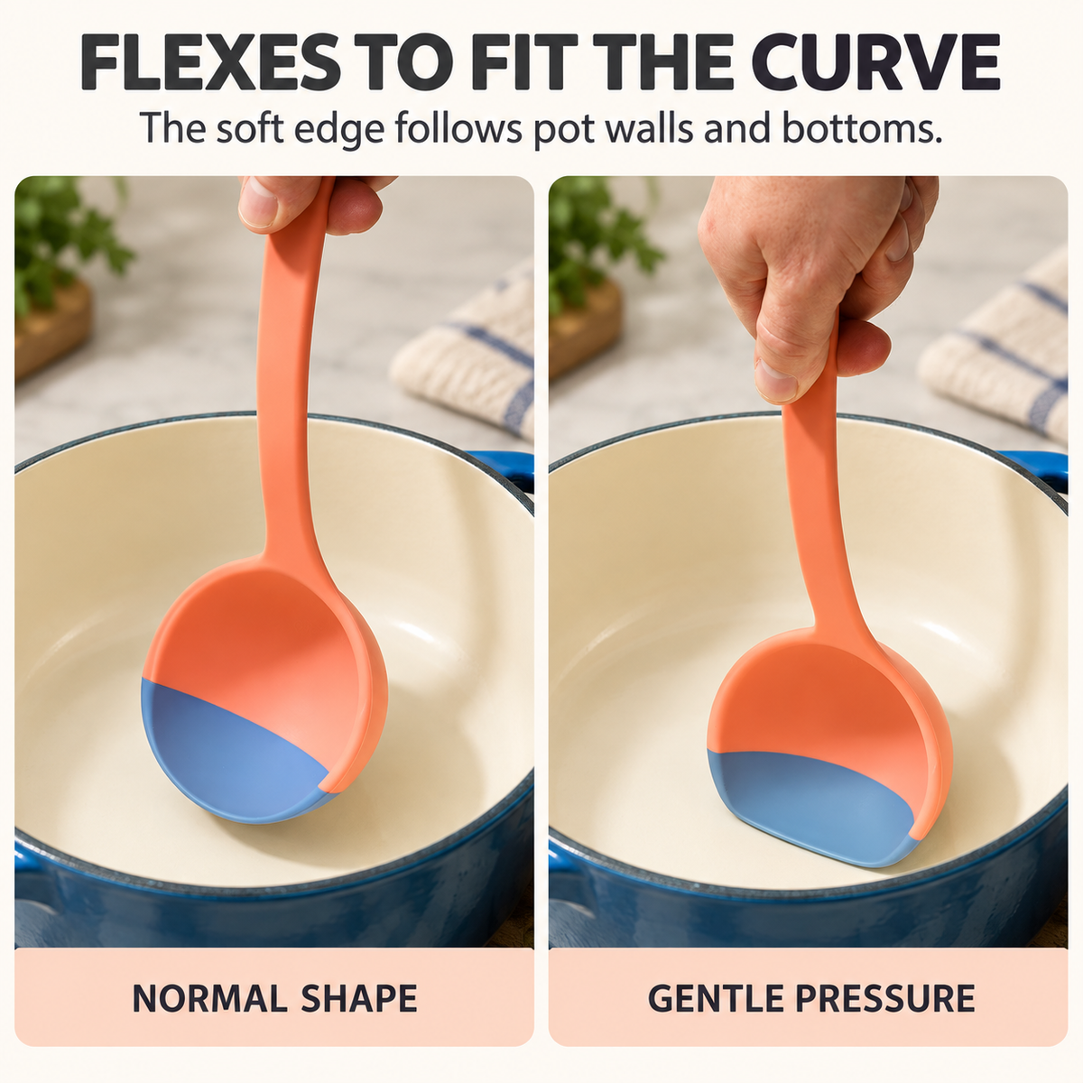 Soft Top Silicone Kitchen LADLE Spoon