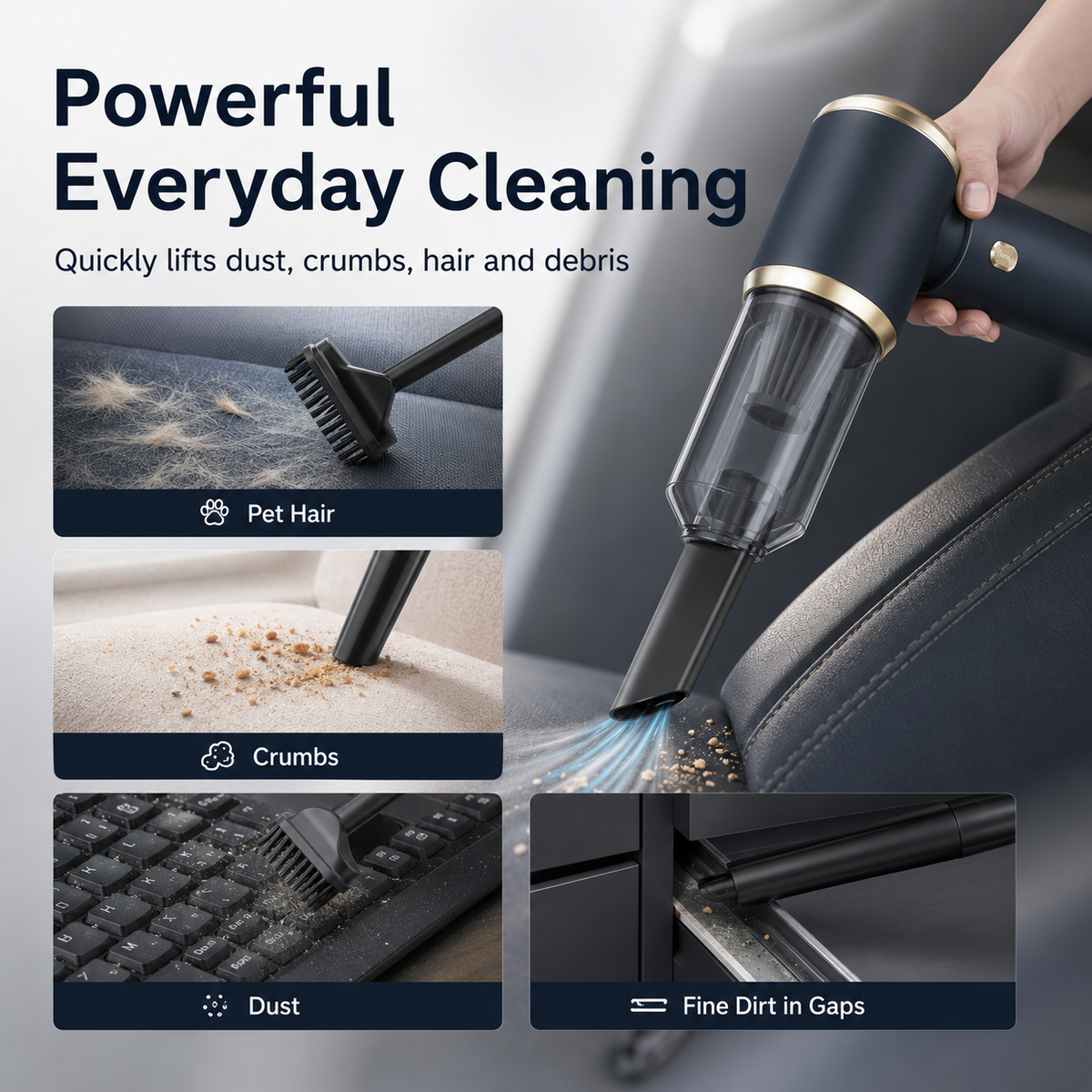 Household portable handheld vacuum cleaner for window gaps and hair dryer