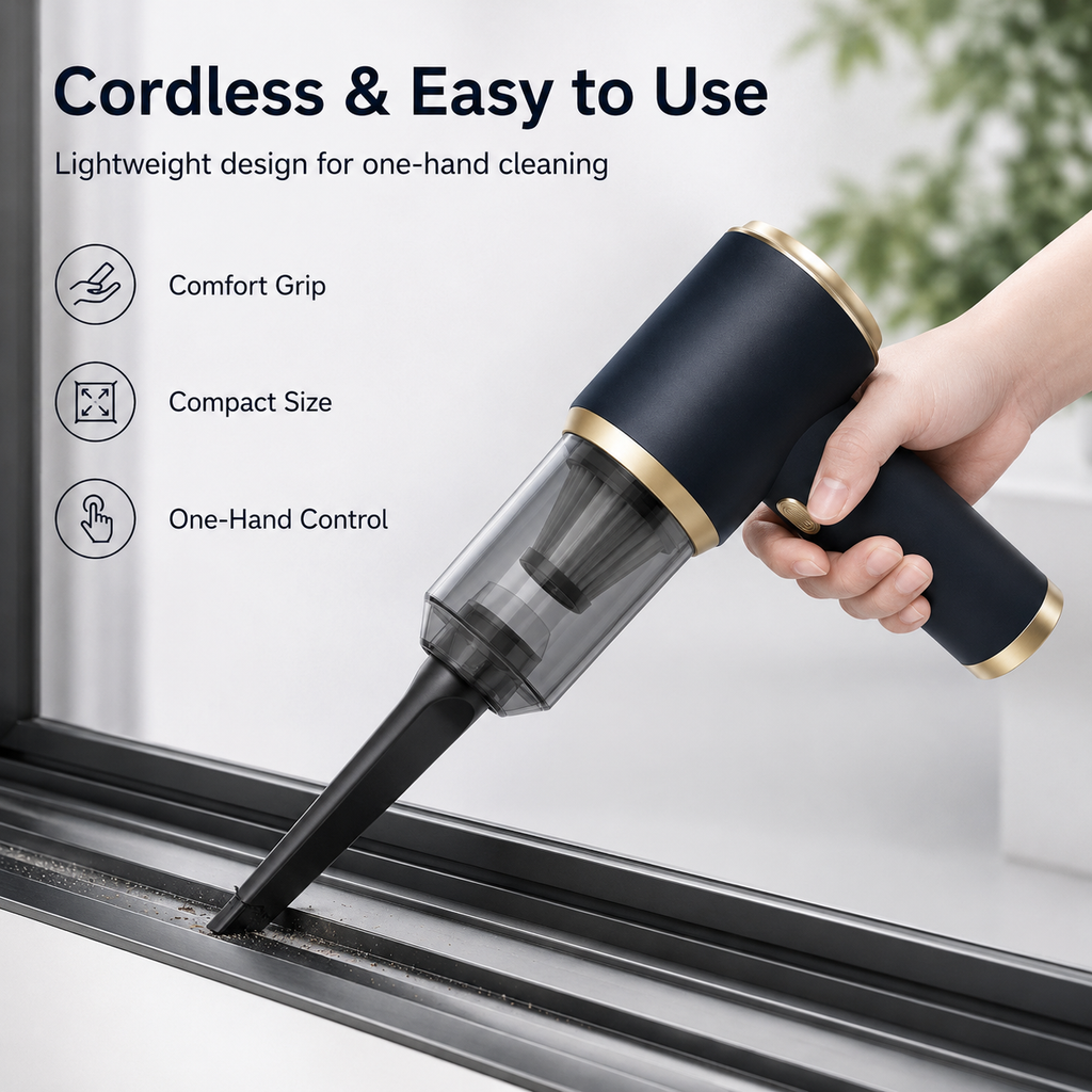 Household portable handheld vacuum cleaner for window gaps and hair dryer