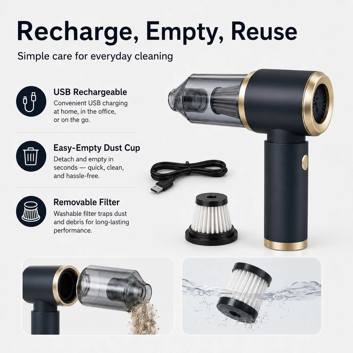 Household portable handheld vacuum cleaner for window gaps and hair dryer
