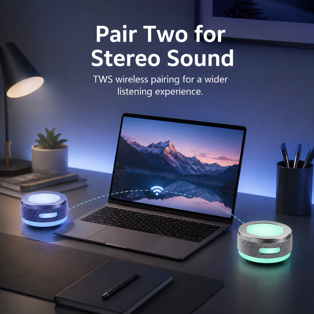 Mini Vibration Bluetooth Speaker with TWS & RGB Light – Portable Surface Resonance Speaker