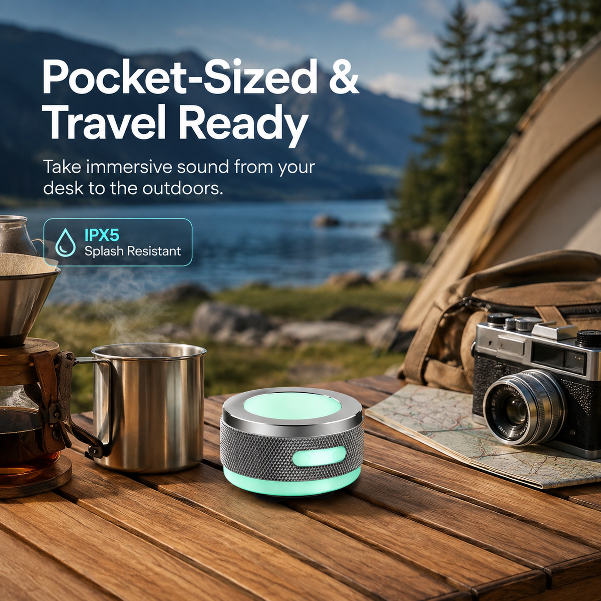 Mini Vibration Bluetooth Speaker with TWS & RGB Light – Portable Surface Resonance Speaker
