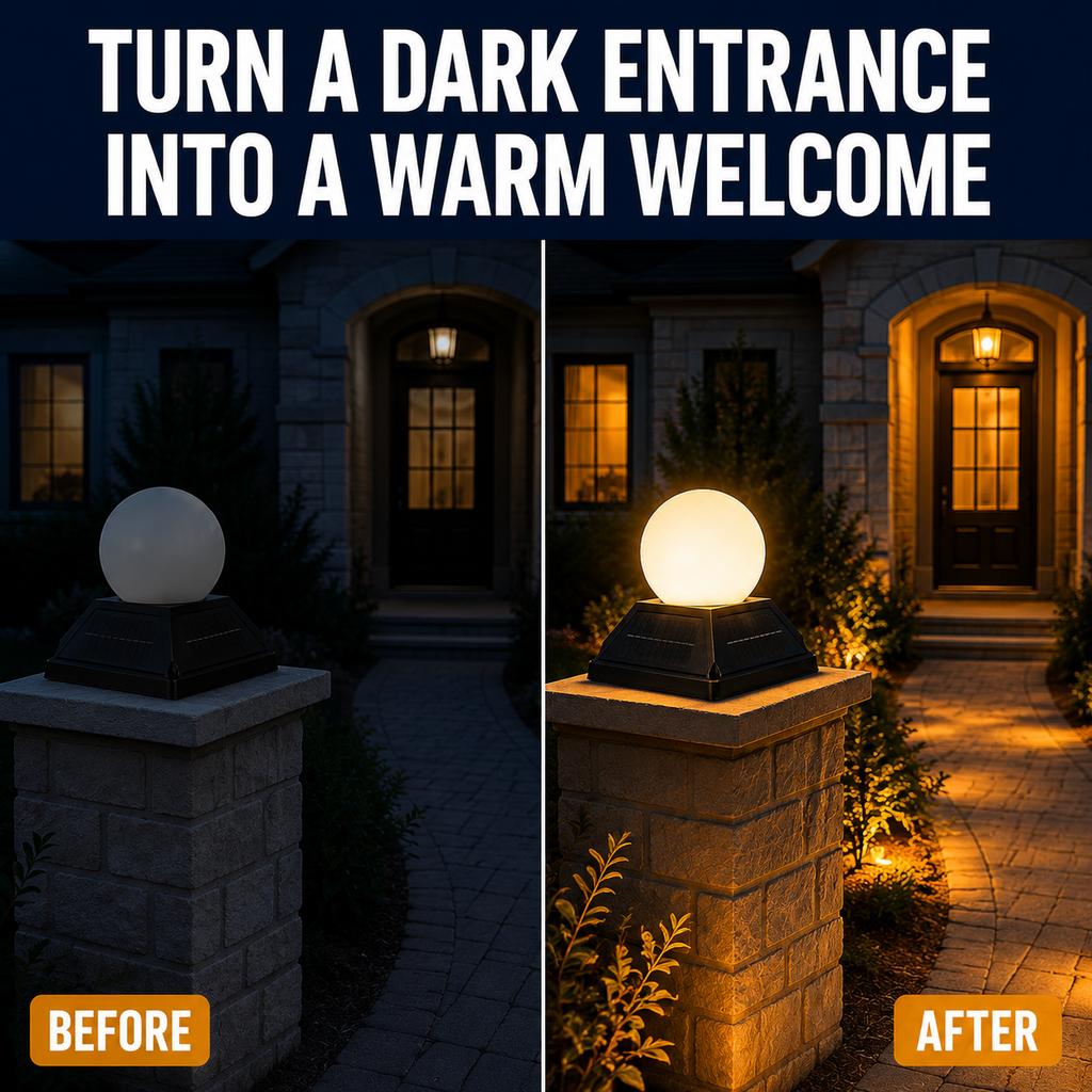 ☀️ 3-Color Dimmable Solar Post Light with Remote – 2400mAh, IP65 Waterproof