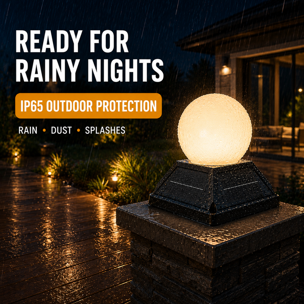 ☀️ 3-Color Dimmable Solar Post Light with Remote – 2400mAh, IP65 Waterproof