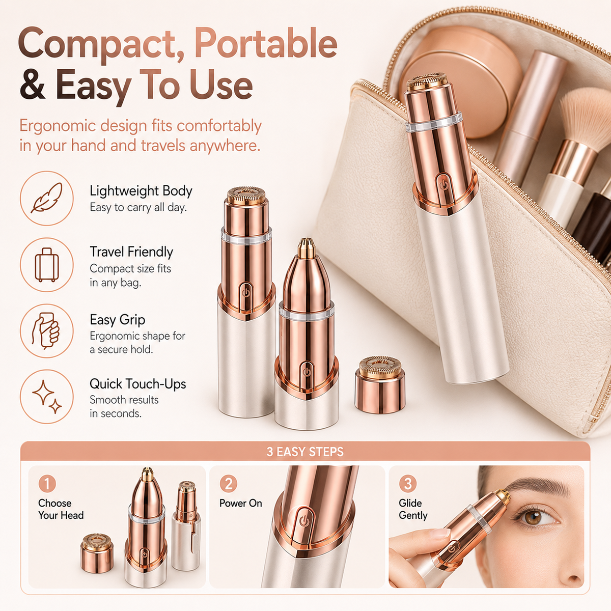 🎉💥2-in-1 Facial & Eyebrow Hair Trimmer – USB-C Rechargeable Precision Grooming Tool